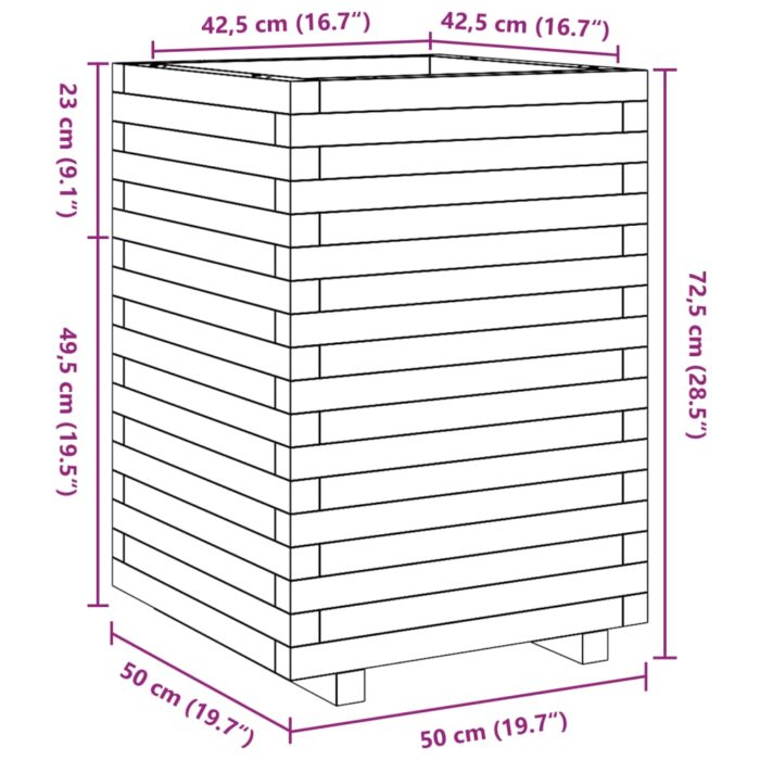 Jardinière 50x50x72,5 cm bois de pin imprégné – Image 8