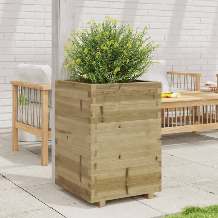 Jardinière 50x50x72,5 cm bois de pin imprégné – Image 1