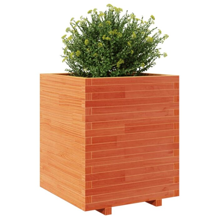 Jardinière cire marron 60x60x72,5 cm bois de pin massif – Image 2