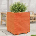 Jardinière cire marron 60x60x72,5 cm bois de pin massif
