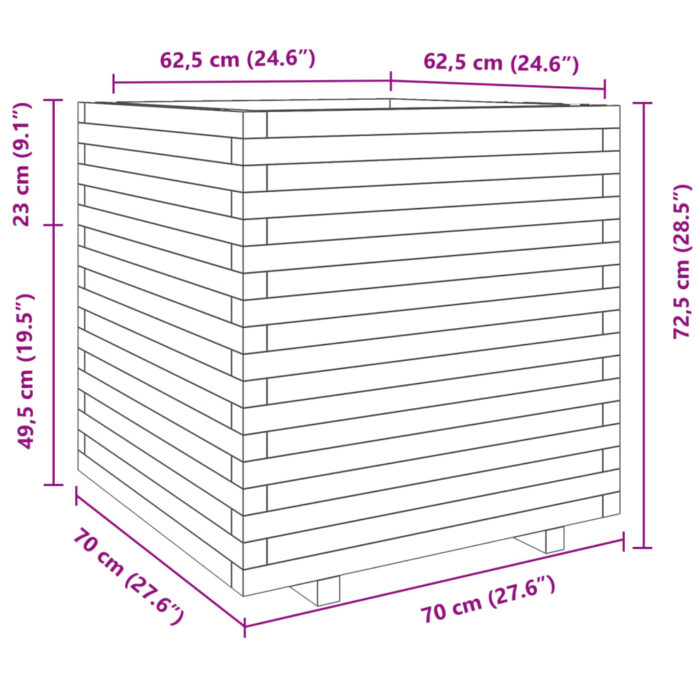 Jardinière 70x70x72,5 cm bois de pin imprégné – Image 8