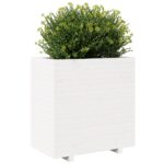 Jardinière blanc 70x40x72,5 cm bois de pin massif – Image 2