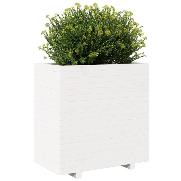 Jardinière blanc 70x40x72,5 cm bois de pin massif – Image 2