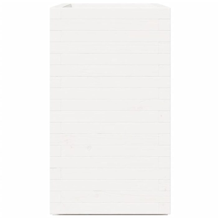 Jardinière blanc 70x40x72,5 cm bois de pin massif – Image 4