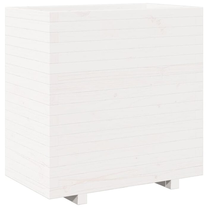 Jardinière blanc 70x40x72,5 cm bois de pin massif – Image 5