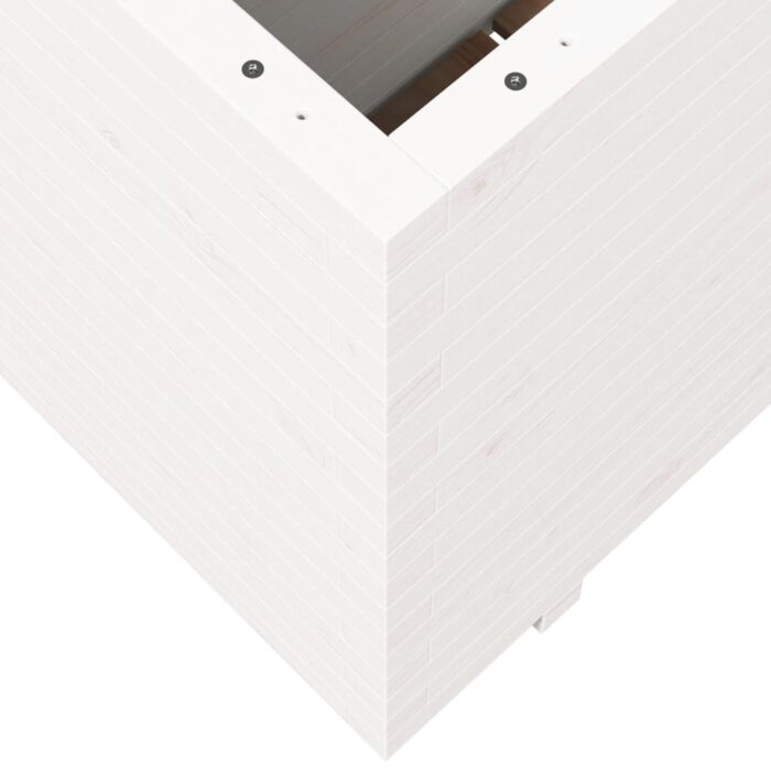 Jardinière blanc 70x40x72,5 cm bois de pin massif – Image 6