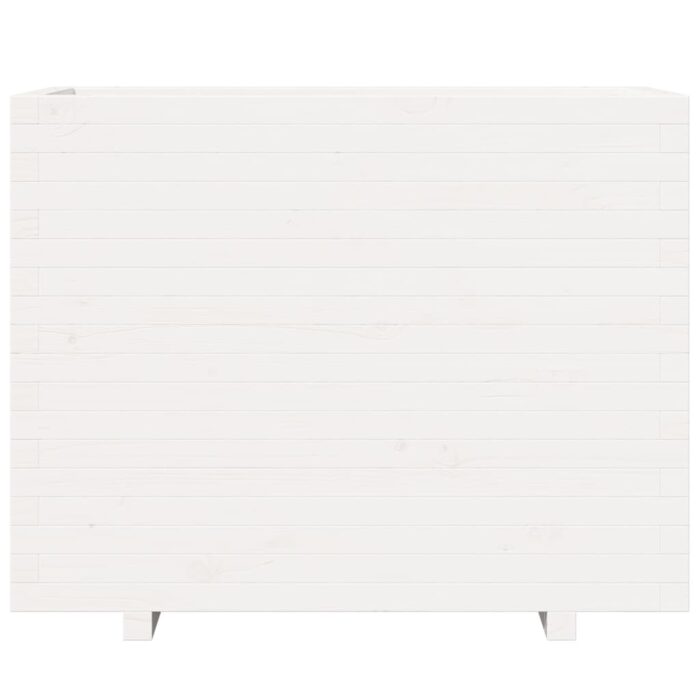 Jardinière blanc 90x40x72,5 cm bois de pin massif – Image 3