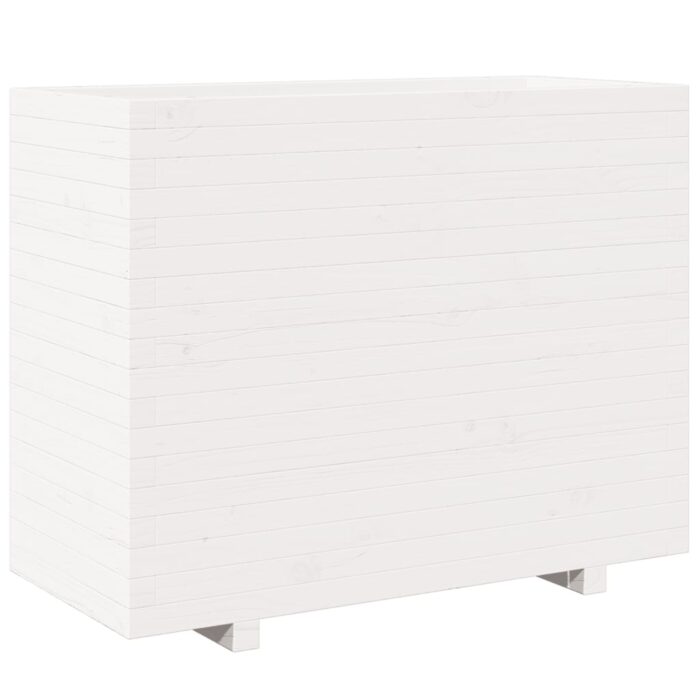 Jardinière blanc 90x40x72,5 cm bois de pin massif – Image 5
