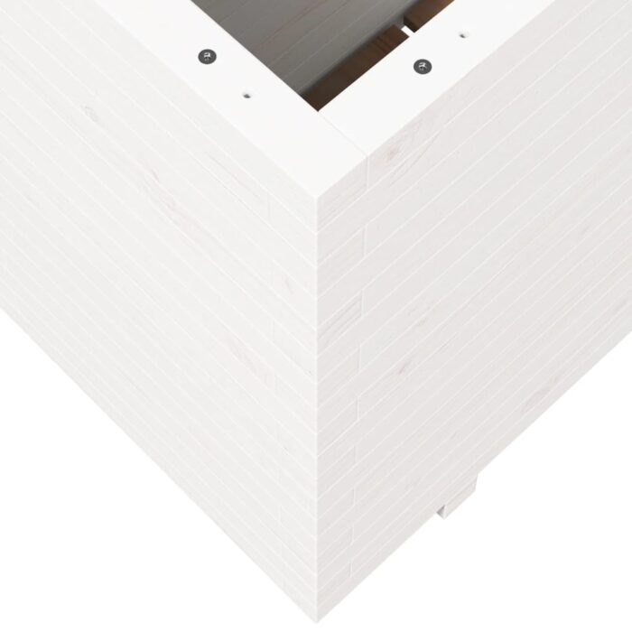 Jardinière blanc 90x40x72,5 cm bois de pin massif – Image 6
