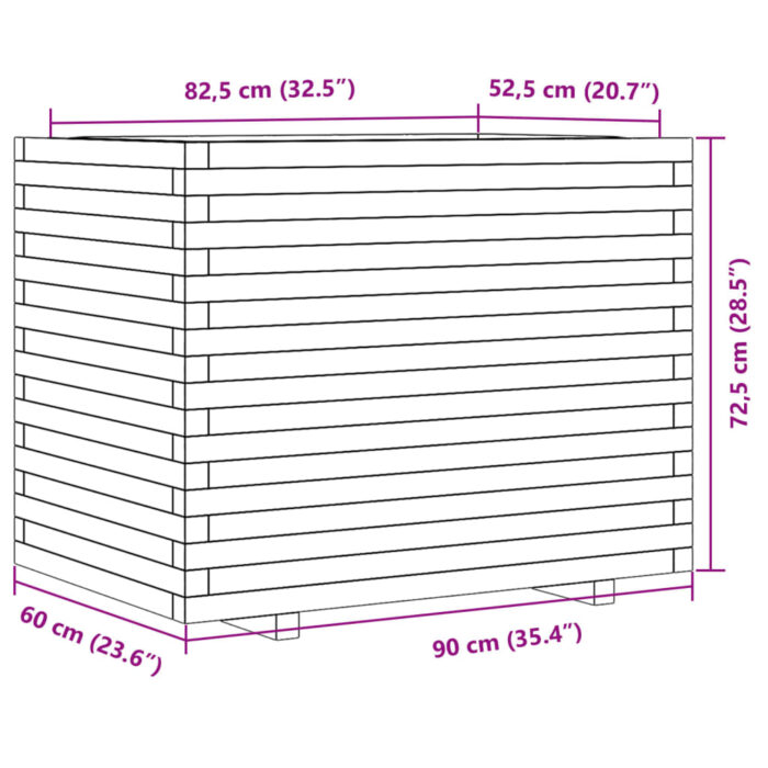Jardinière 90x60x72,5 cm bois de pin massif – Image 8