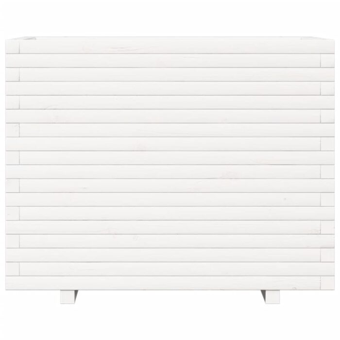 Jardinière blanc 90x60x72,5 cm bois de pin massif – Image 3
