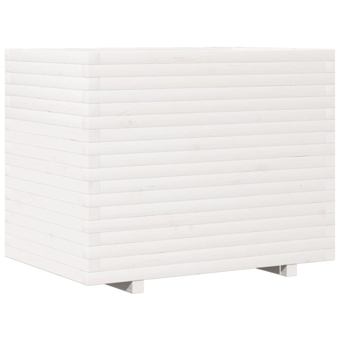 Jardinière blanc 90x60x72,5 cm bois de pin massif – Image 5