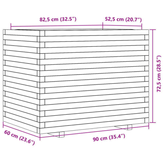 Jardinière 90x60x72,5 cm bois de pin imprégné – Image 8