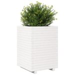 Jardinière blanc 50x50x72 cm bois de pin massif – Image 2