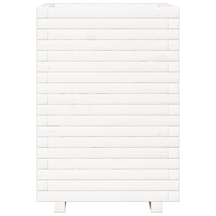 Jardinière blanc 50x50x72 cm bois de pin massif – Image 3