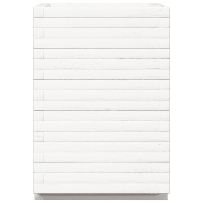 Jardinière blanc 50x50x72 cm bois de pin massif – Image 4