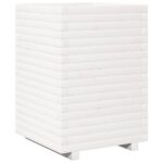 Jardinière blanc 50x50x72 cm bois de pin massif – Image 5
