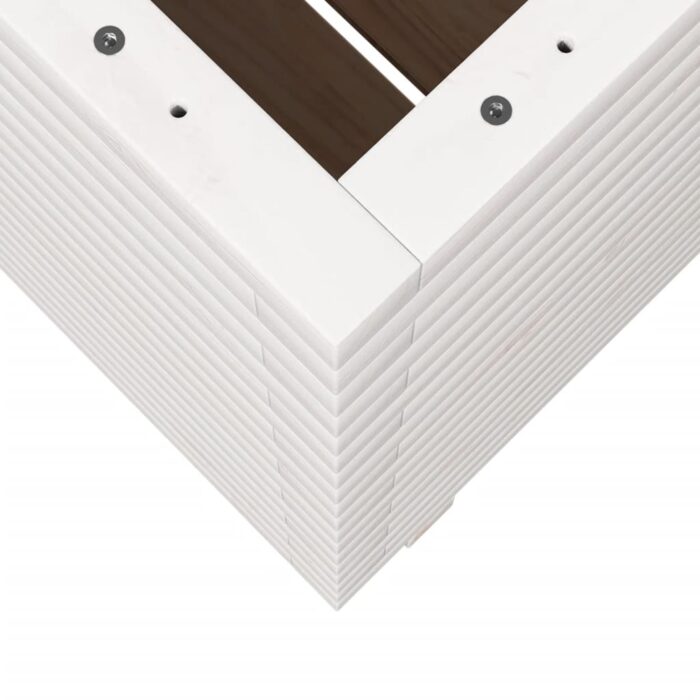 Jardinière blanc 50x50x72 cm bois de pin massif – Image 6