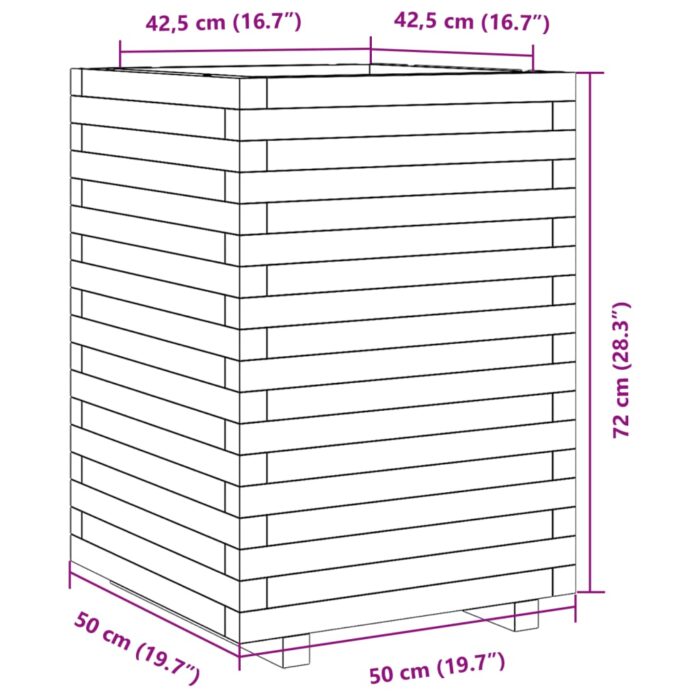 Jardinière blanc 50x50x72 cm bois de pin massif – Image 8