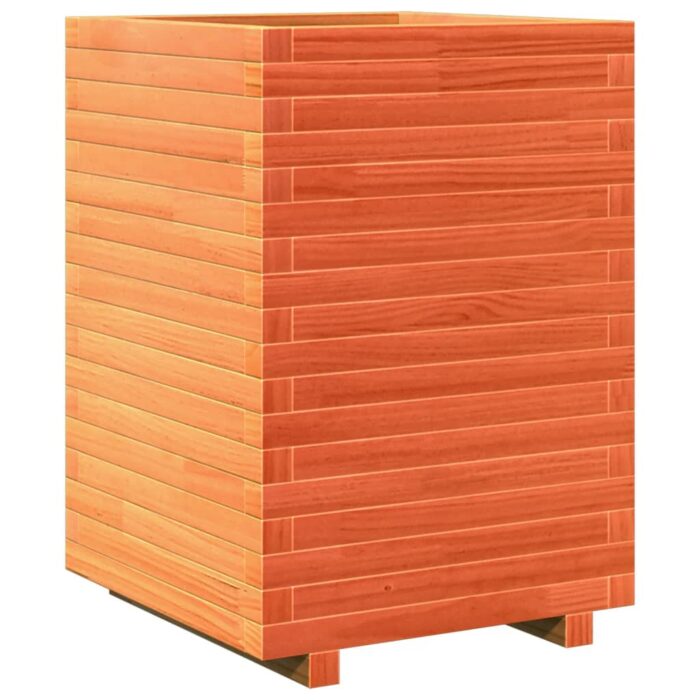 Jardinière cire marron 50x50x72 cm bois de pin massif – Image 5