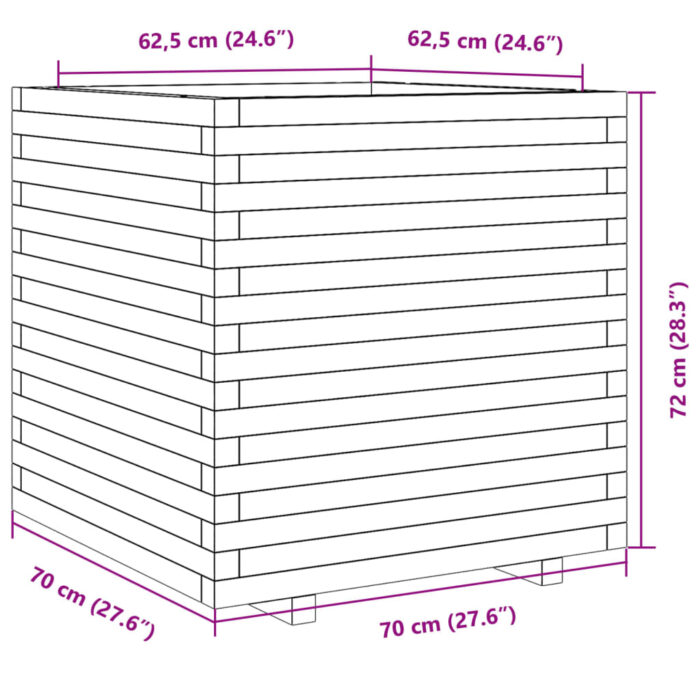 Jardinière 70x70x72 cm bois de pin massif – Image 8