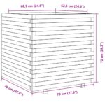 Jardinière cire marron 70x70x72 cm bois de pin massif – Image 8