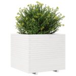 Jardinière blanc 80x80x72 cm bois de pin massif – Image 2