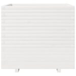 Jardinière blanc 80x80x72 cm bois de pin massif – Image 3