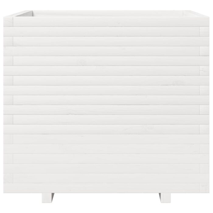 Jardinière blanc 80x80x72 cm bois de pin massif – Image 3