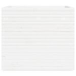 Jardinière blanc 80x80x72 cm bois de pin massif – Image 4