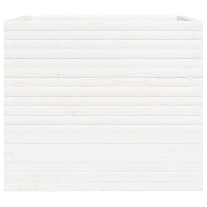 Jardinière blanc 80x80x72 cm bois de pin massif – Image 4