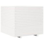 Jardinière blanc 80x80x72 cm bois de pin massif – Image 5