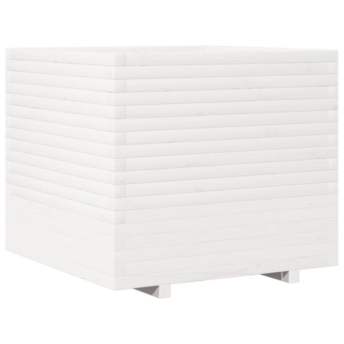 Jardinière blanc 80x80x72 cm bois de pin massif – Image 5