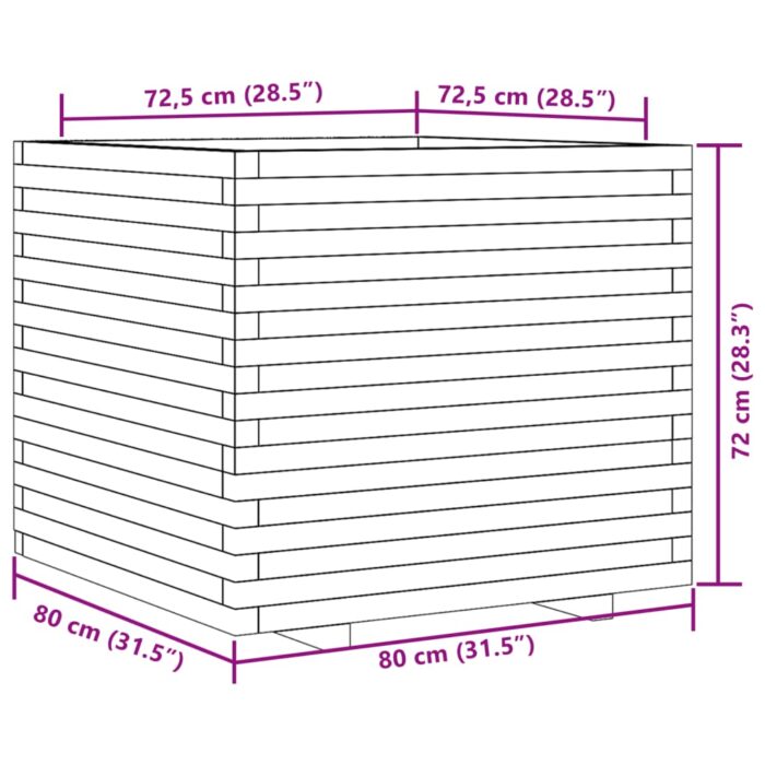 Jardinière blanc 80x80x72 cm bois de pin massif – Image 8