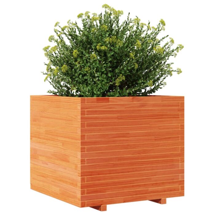 Jardinière cire marron 80x80x72 cm bois de pin massif – Image 2
