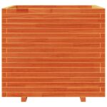 Jardinière cire marron 80x80x72 cm bois de pin massif – Image 3