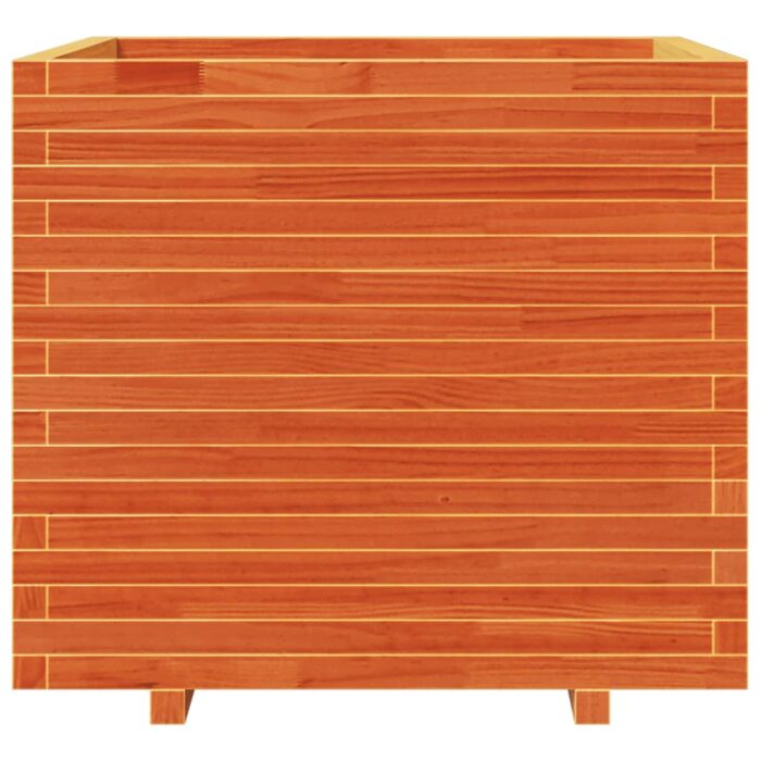 Jardinière cire marron 80x80x72 cm bois de pin massif – Image 3