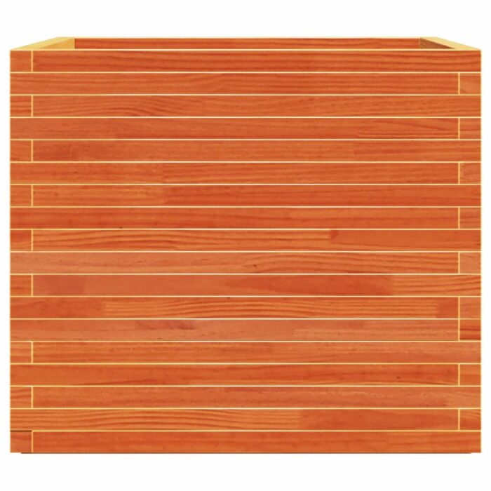 Jardinière cire marron 80x80x72 cm bois de pin massif – Image 4
