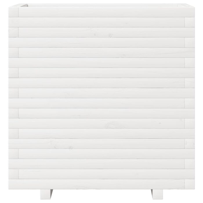 Jardinière blanc 70x40x72 cm bois de pin massif – Image 3