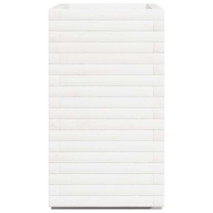 Jardinière blanc 70x40x72 cm bois de pin massif – Image 4