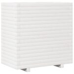 Jardinière blanc 70x40x72 cm bois de pin massif – Image 5