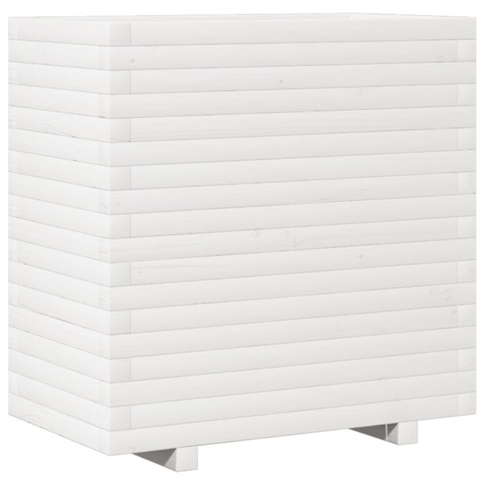 Jardinière blanc 70x40x72 cm bois de pin massif – Image 5