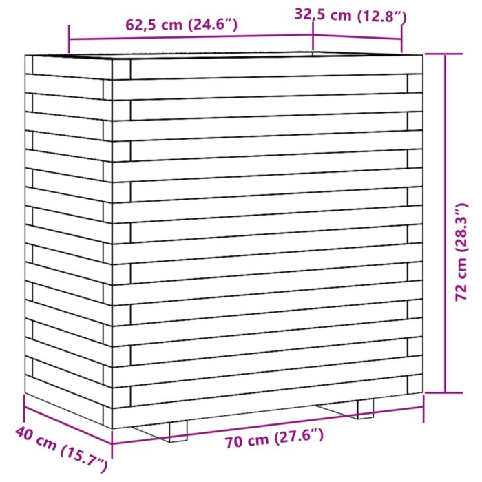 Jardinière 70x40x72 cm bois de pin imprégné – Image 8
