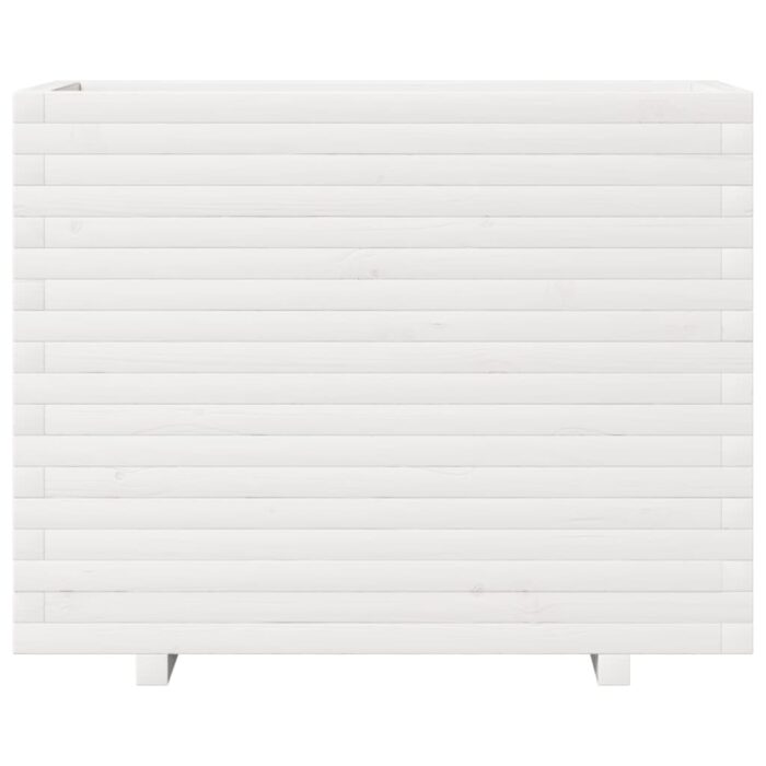 Jardinière blanc 90x40x72 cm bois de pin massif – Image 3