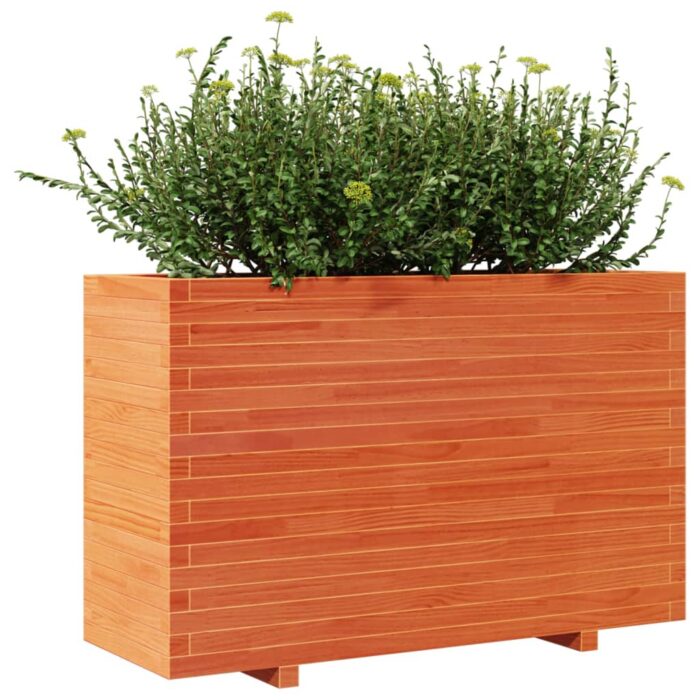 Jardinière cire marron 110x40x72 cm bois de pin massif – Image 2