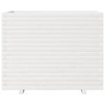 Jardinière blanc 90x60x72 cm bois de pin massif – Image 3