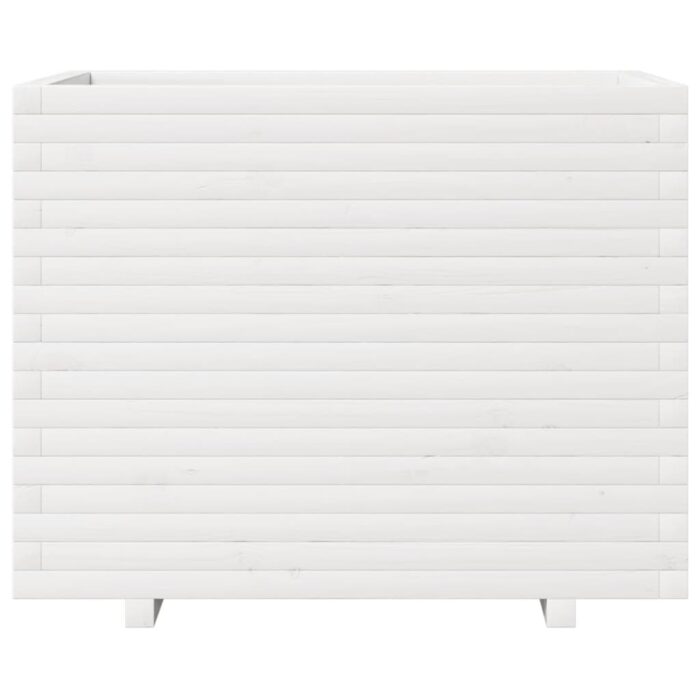 Jardinière blanc 90x60x72 cm bois de pin massif – Image 3