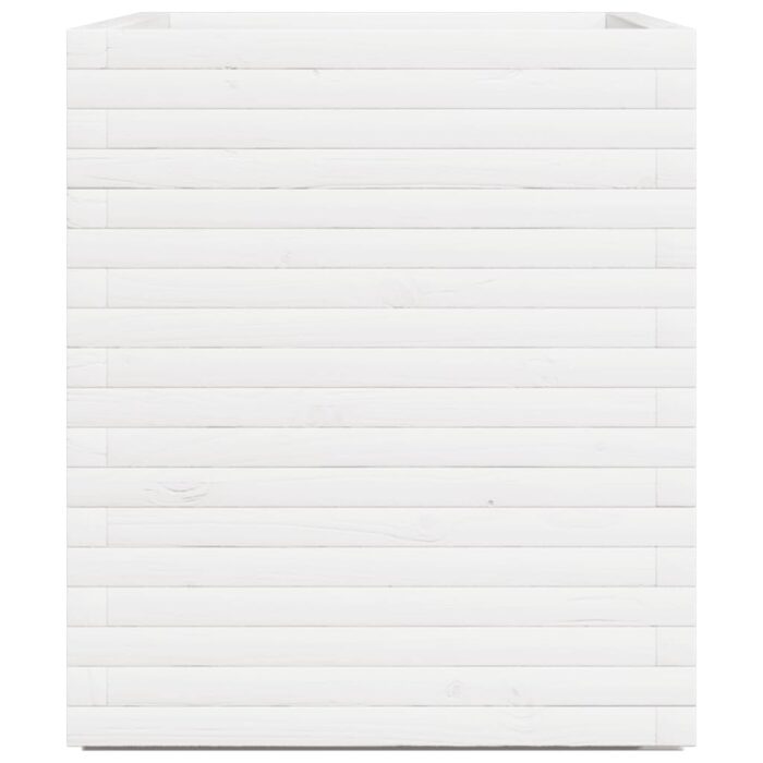 Jardinière blanc 90x60x72 cm bois de pin massif – Image 4