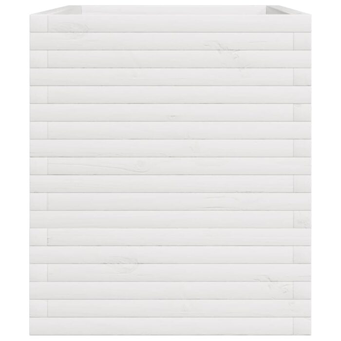 Jardinière blanc 110x60x72 cm bois de pin massif – Image 4