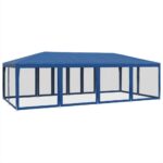Tente de fête avec 12 parois latérales en maille bleu 8x4m PEHD – Image 3